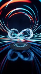 Poster - Mobius belt with spin lines effect background, 3d rendering.
