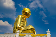 Huge Statue Of A Seated Monk In Wat Lahan Rai Temple In Nong Lalok, Thailand