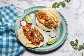 Sticker - Fish tacos with fresh sauce and mayonnaise. Mexican food