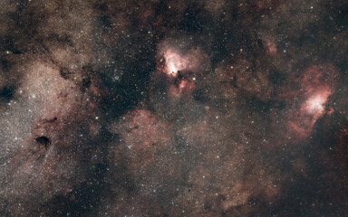Wall Mural - mosaic comprising (left to right) the small sagittarius star cloud and the omega (m17) and eagle (m1