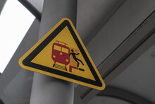 Low Angle Shot Of The No Trespassing Sign On A Train Station.