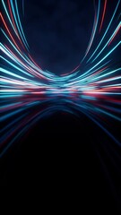 Poster - Glowing round illuminated lines with motion blur, 3d rendering.