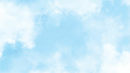 Wall Mural - Abstract background of beautiful curly and sparse snowy white clouds like whitecaps over light bright blue sky in sunny spring clear day