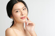 © kitthanes  - Beautiful young asian woman with clean fresh skin on white background, Face care, Facial treatment, Cosmetology, beauty and spa, Asian women portrait.