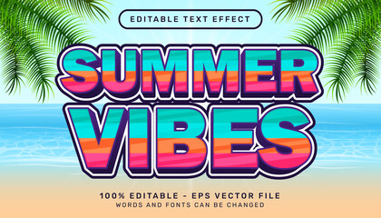 Poster - summer vibes 3d editable text effect and  sea landscape background