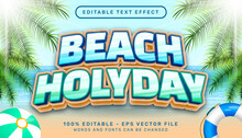 Beach Holyday 3d Editable Text Effect And  Sea Landscape Background