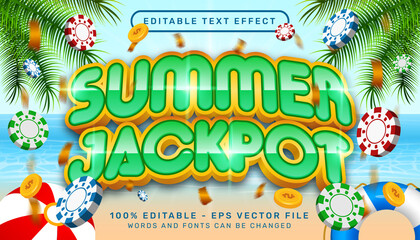Poster - summer jackpot 3d editable text effect and  sea landscape background