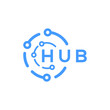 HUB technology letter logo design on white  background. HUB creative initials technology letter logo concept. HUB technology letter design.