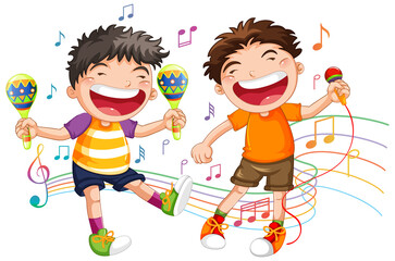 Wall Mural - Boy singing and dancing