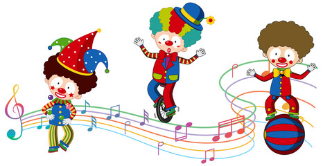 Canvas Print - Clown with music note performing