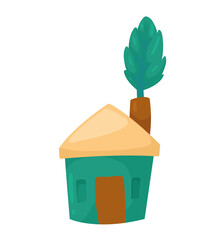 Sticker - green house with leaf