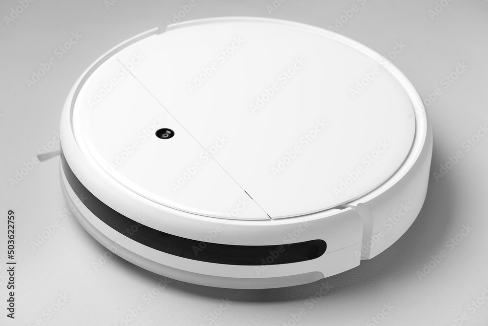 Robot vacuum cleaner on white background