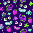  comic childish seamless pattern with funny faces