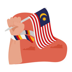 Poster - hand lifting malaysian flag