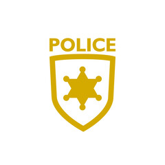 Police badge sign icon isolated on white background