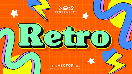 Fototapete - Editable text style effect - retro old school cartoon text in groovy style theme