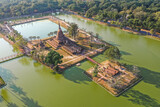 Aerial view of Wat Sra Sri or Wat Sa Si in Sukhothai historical park in Thailand