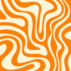 Abstract square aesthetic background with orange and beige waves. Trendy vector illustration in style retro 60s, 70s.