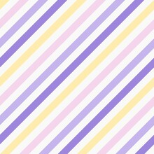 Yellow, Lilac And Light Purple Diagonal Stripes On Light Background Seamless Pattern