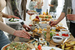 © New Africa - People near buffet table with food indoors, closeup. Brunch setting