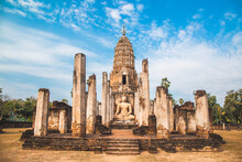 Wat Phra Sri Rattana Mahathat Rajaworaviharn Temple And Buddha In Si Satchanalai Historical Park, Thailand