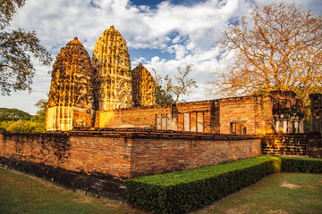 Wat si Sawai temple in Sukhothai historical park, Thailand