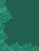 Vertical Illustration With Copyspace, Bright Green Lace On Deep Green Background With Space For Text