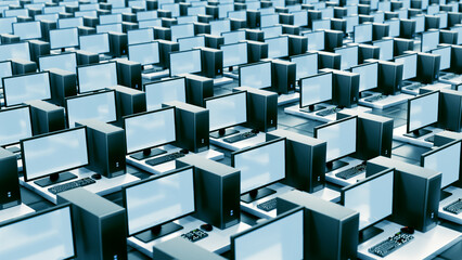 Wall Mural - the combined computers are working on the calculation.