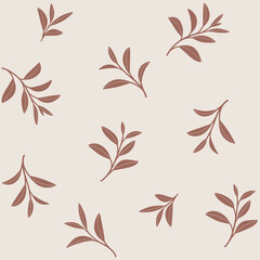 Poster - Branch of green tea. Trendy pattern with twig. Vector contour illustration.