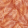 Tropical seamless pattern with dotted palm leaves silhouettes in retro colors