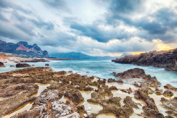 Wall Mural - Spectacular seascape of Isolidda Beach near San Vito cape.