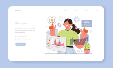 Poster - ar developer web banner or landing page. augmented reality software