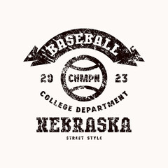 Wall Mural - Emblem of baseball college team from Nebraska