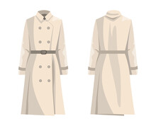 Trench Coat. Warm Winter Collection Of Modern Female Casual Outfit