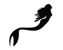 Vector Illustration Of A Mermaid Silhouette Isolated On A White Background