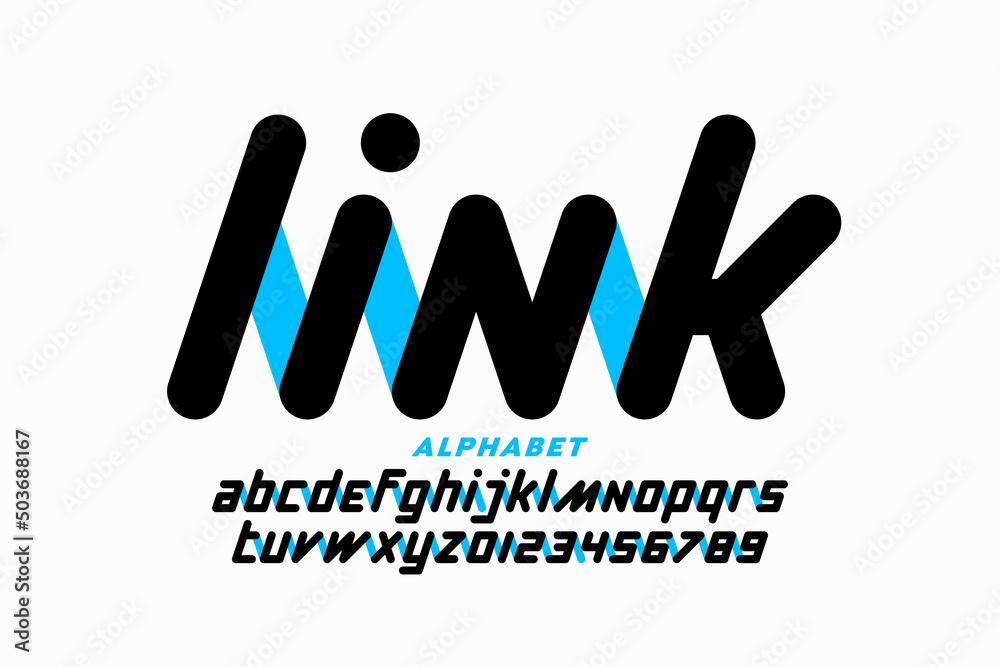Linked letters font design, alphabet and numbers vector illustration ...