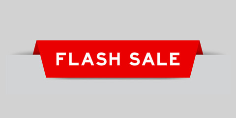 Sticker - Red color inserted label with word flash sale on gray background