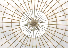 Closeup Of A Round Glass Roof Inside Of A Building