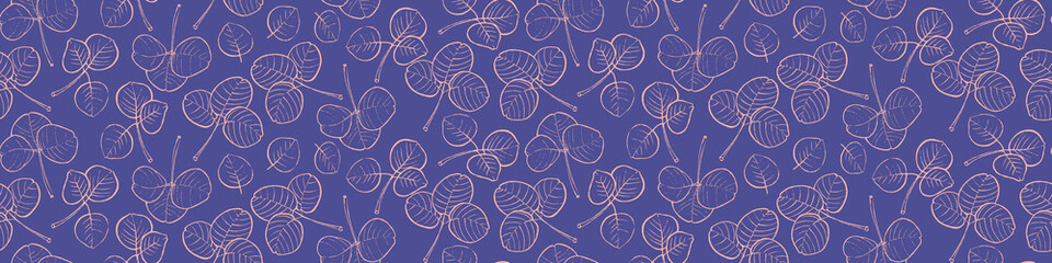 Naklejka na meble Seamless pattern with hand drawn clover leaves. Vector illustration.