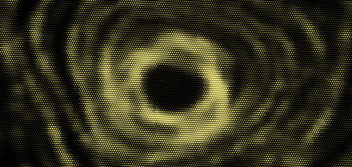Poster - radial gradient of halftone yellow dots on a black background. pop art texture. comic background. ve