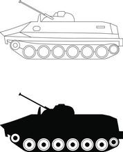 Armored Combat Vehicle BBM, Armored Personnel Carrier Icon, Drawing, Diagram And Silhouette Vector Image.