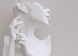 Leinwandbild Motiv Mannequin art sculpture and abstract elegant hand gesture white painted 3d rendering background