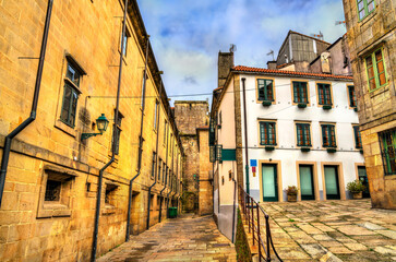 Sticker - Traditional architecture of Santiago de Compostela. UNESCO world heritage in Galicia, Spain