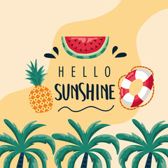 Wall Mural - hello summer lettering card