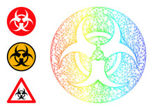 Rainbow Vibrant Net Mesh Bio-hazard. Crossed Frame Flat Network Abstract Symbol Based On Bio-hazard Icon, Generated From Crossed Lines. Colored Network Icon.