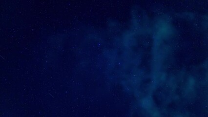 Wall Mural - starry night blue sky with lots of falling shining stars with clouds
