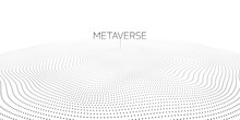 Metaverse World Map Globe Black Dots Pattern Wavy Isolated On White Background In Concept Metaverse, Virtual Reality, Augmented Reality And Blockchain Technology.
