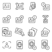 ID And Verification Icons Set . ID And Verification Pack Symbol Vector Elements For Infographic Web