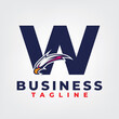 Eagle esport design with letter W logo template, eagle head mascot esport logo design