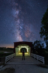 Wall Mural - Stargazing At Hogback Covered Bridge Of Madison County Iowa